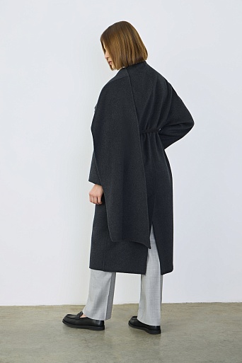 Пальто с кашемиром с лацканом-шалью, графитовое
