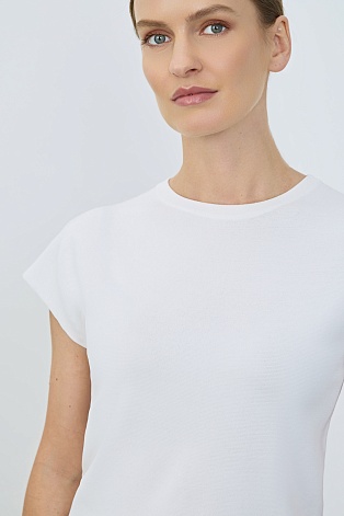 Трикотажный топ с коротким рукавом, белый