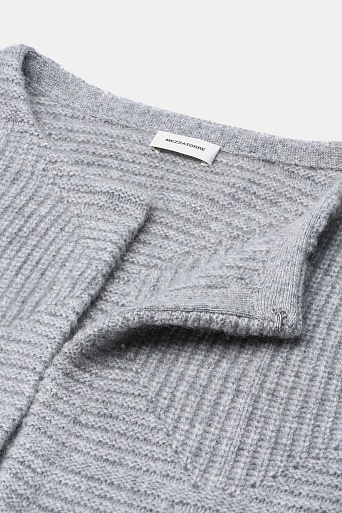 Кашемировый кардиган ажурной вязки, серый меланж