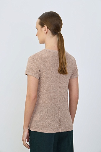 Трикотажный топ из букле, бежевый