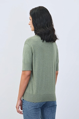 Джемпер из хлопка с коротким рукавом, цвет шалфей
