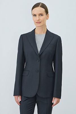 Костюмный жакет из шерсти в мелкую клетку, темно-серый AGATHA