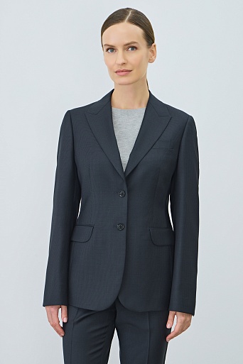 Костюмный жакет из шерсти в мелкую клетку, темно-серый AGATHA