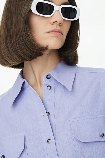 Лавандовая укороченная блуза изо льна