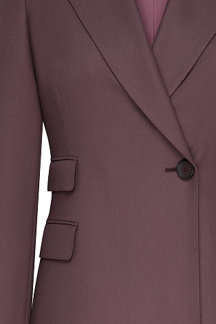 Жакет на пуговице с декоративными карманами, винный
