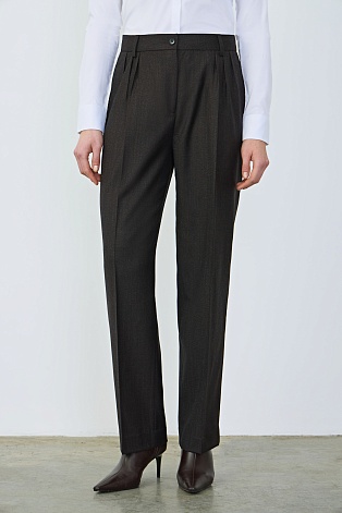 Костюмные брюки с защипами, темно-серые