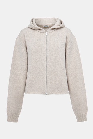 Трикотажная толстовка на молнии из шерсти, бежевый меланж