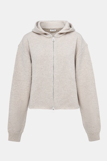 Трикотажная толстовка на молнии из шерсти, бежевый меланж
