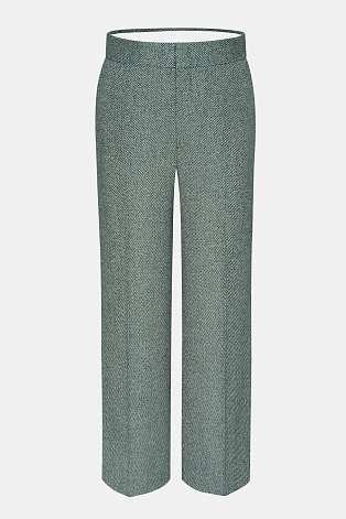 Прямые костюмные брюки  со стрелками, серо-зеленые