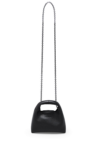 Кожаная сумка на цепочке, черная