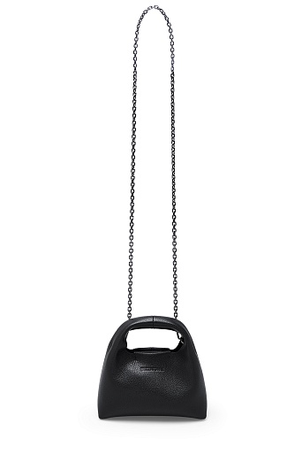 Кожаная сумка на цепочке, черная