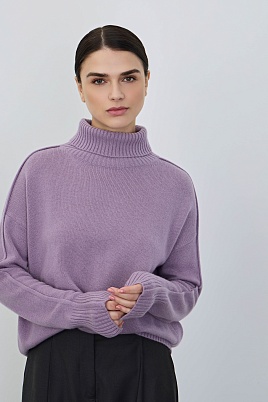 Свитер с декоративными швами с кашемиром, лавандовый