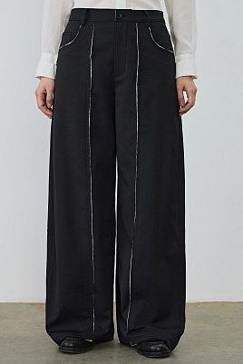 Свободные брюки с контрастным кантом, черные