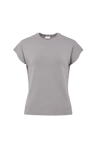 Трикотажный топ с коротким рукавом, серо-сиреневый