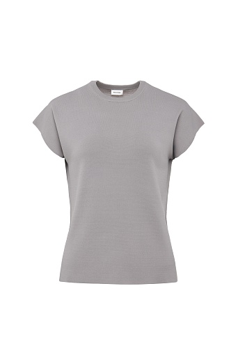 Трикотажный топ с коротким рукавом, серо-сиреневый