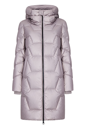 Светло-серый пуховик с фигурной стежкой