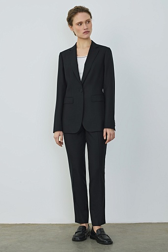 Зауженные костюмные брюки из шерсти, черные