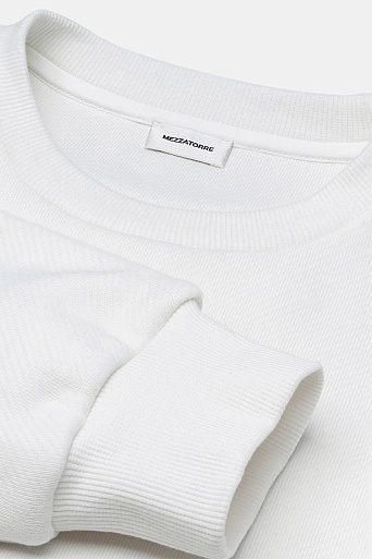 Свитшот из хлопка с текстурными вставками, белый