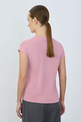 Трикотажный топ с коротким рукавом, нежно-розовый