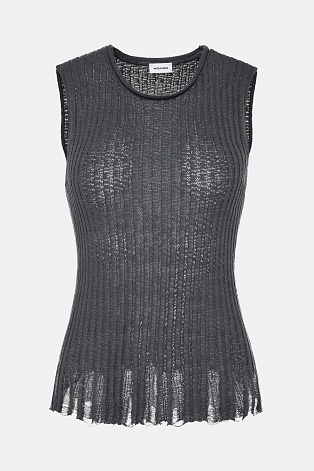 Топ без рукавов с рваным эффектом, черный