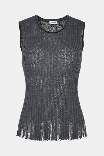 Топ без рукавов с рваным эффектом, черный