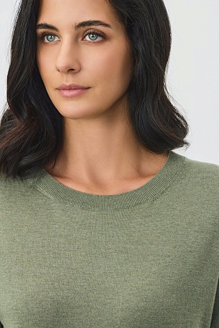 Джемпер из хлопка с коротким рукавом, цвет шалфей