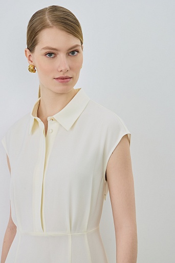 Легкое платье-рубашка, молочное