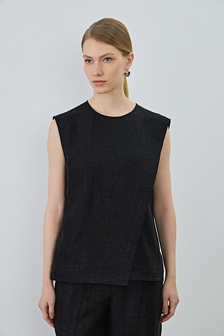 Текстурный топ из натурального шелка, черный Cherry