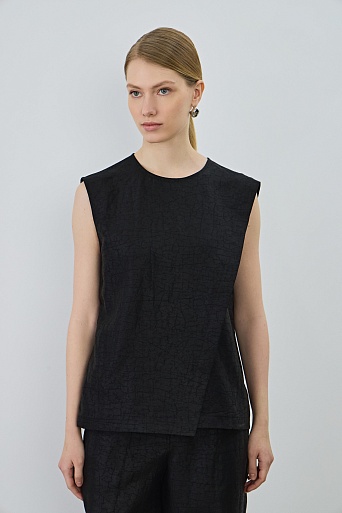 Текстурный топ из натурального шелка, черный Cherry