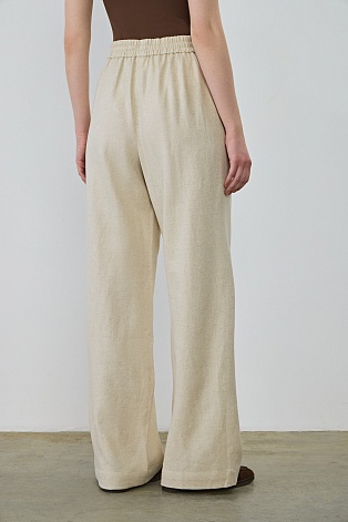 Свободные брюки на кулиске из шелка, цвет овсяное молоко