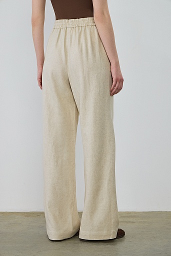 Свободные брюки на кулиске из шелка, цвет овсяное молоко