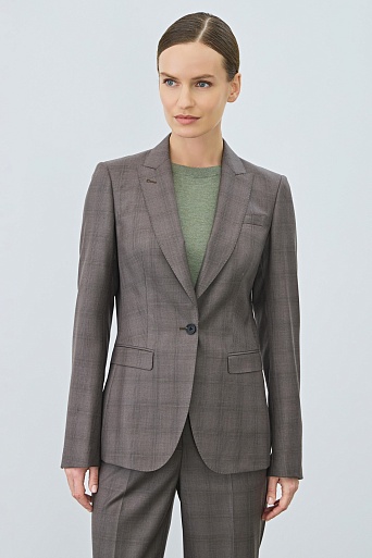Костюмный жакет из шерсти с кашемиром, серо-коричневый BELLA