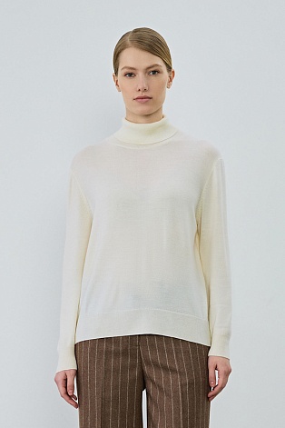 Свободная водолазка из шерсти, молочная