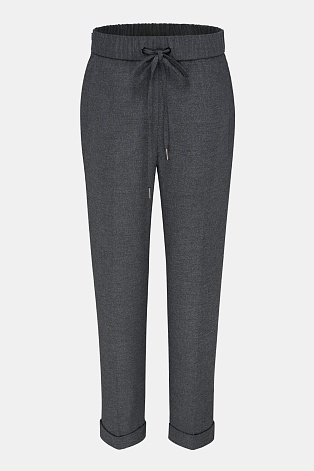 Зауженные брюки на кулиске, серый меланж Lorena