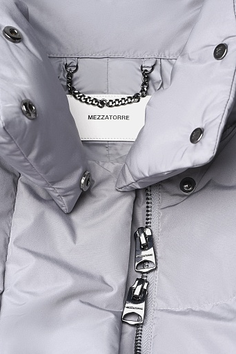 Пуховик с воротником стойкой, серый