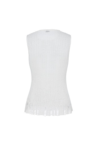 Топ без рукавов с рваным эффектом, белый 