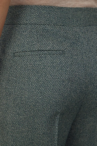 Прямые костюмные брюки из шерсти, серо-зеленые