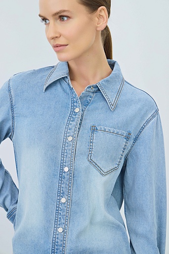 Джинсовая рубашка из тенселя, голубая