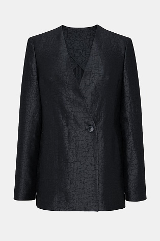 Текстурный жакет из натурального шелка, черный