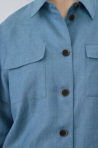 Куртка-рубашка из шерсти, лиоцелла и шелка, голубая