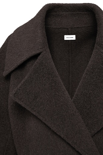 Длинное пальто из шерсти, шоколадное
