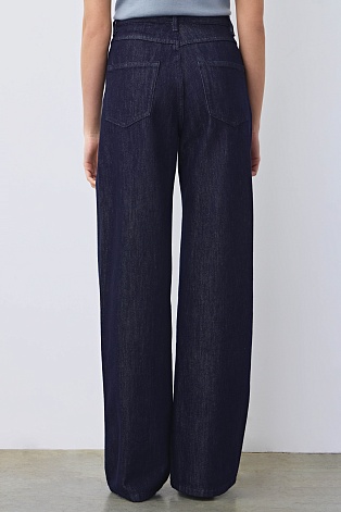 Джинсы wide leg с высокой посадкой, индиго