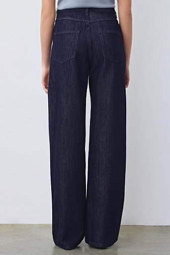 Джинсы wide leg с высокой посадкой, индиго