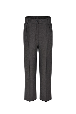 Костюмные брюки с защипами, темно-серые