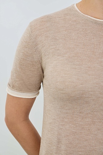 Двойной трикотажный топ, бежево-молочный