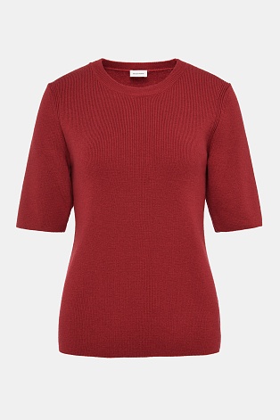 Джемпер с коротким рукавом с кашемиром, красный