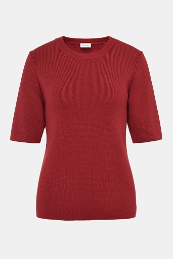 Джемпер с коротким рукавом с кашемиром, красный