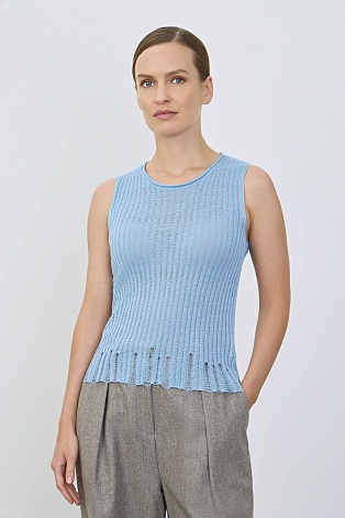 Топ без рукавов с рваным эффектом, голубой