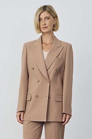 Удлиненный двубортный жакет, пудровый KINSLEY