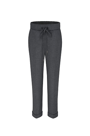 Зауженные брюки на кулиске, серый меланж
